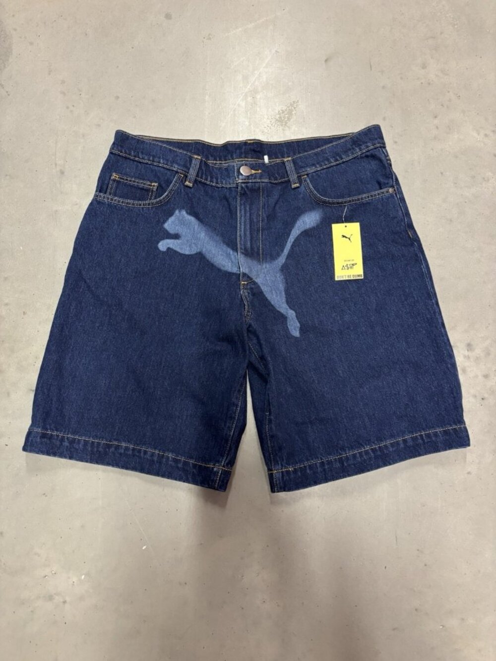 NEW Puma x ASAP Rocky Denim Shorts Dark Denim Blue Sz 34 WITH TAGS